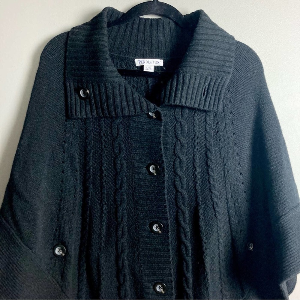 Pendleton Sweater Poncho Large/Extra Large Black - image 2